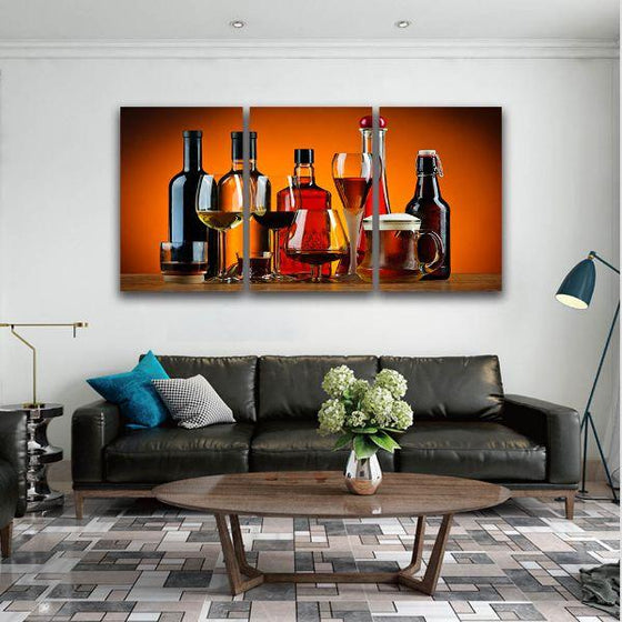 Assorted Liquor 3 Panels Canvas Wall Art Living Room