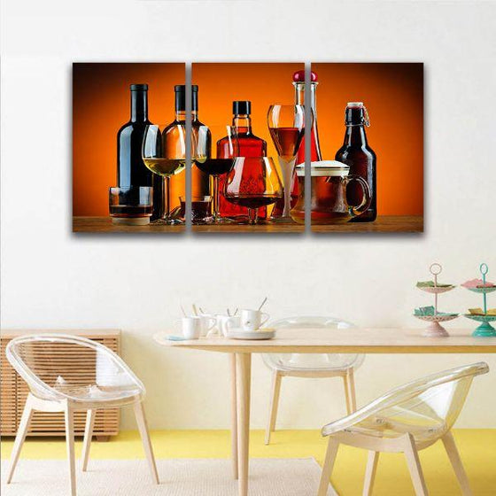 Assorted Liquor 3 Panels Canvas Wall Art Office