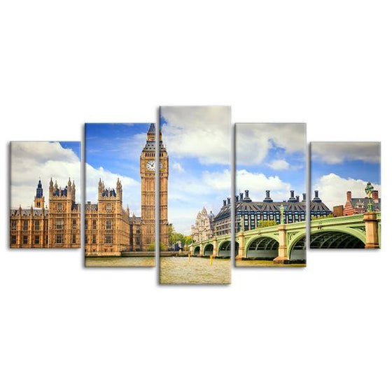 Westminster & Big Ben 5 Panels Canvas Wall Art