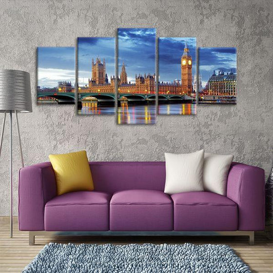 Big Ben & Westminster 5 Panels Canvas Wall Art Living Room