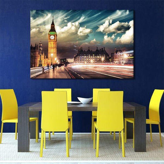 Big Ben Over Cloudy Sky Canvas Wall Art Dining Room