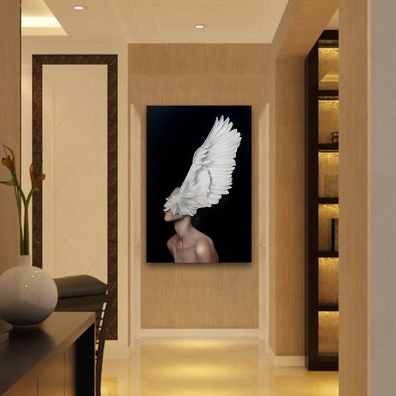 Big White Feathers Wall Art Bedroom