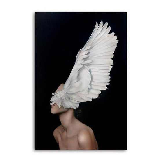 Big White Feathers Wall Art Canvas