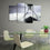 Black & White Hour Glass 4 Panels Canvas Wall Art Office