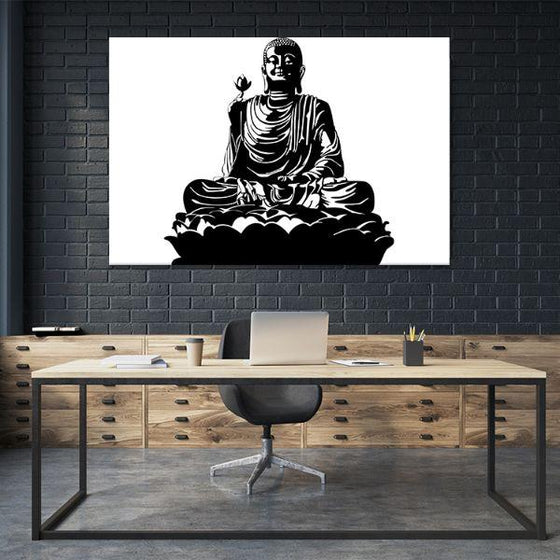 Black & White Buddha Canvas Wall Art Decor
