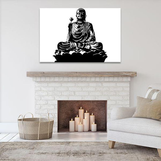 Black & White Buddha Canvas Wall Art Living Room