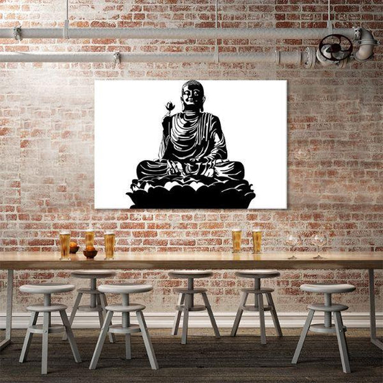 Black & White Buddha Canvas Wall Art Office