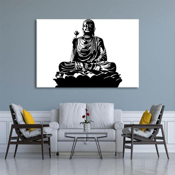 Black & White Buddha Canvas Wall Art Print