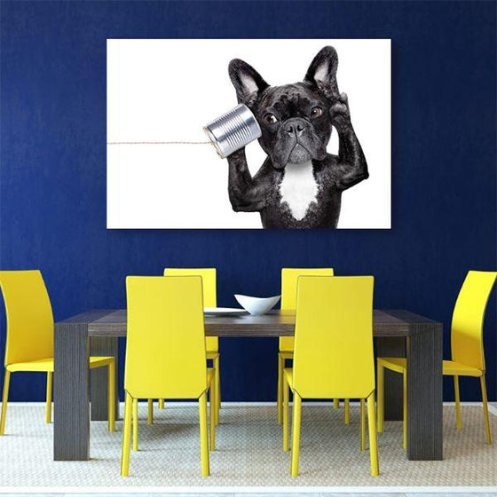 French Bulldog & Can Phone Canvas Wall Art Dining Room