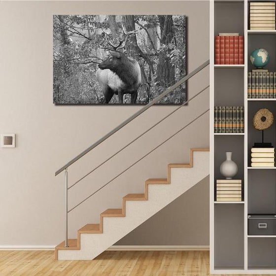 Black And White Elk Canvas Wall Art Decor