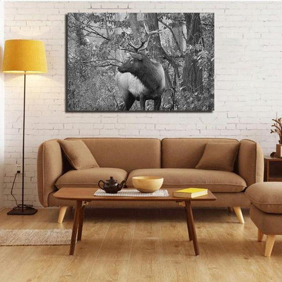 Black And White Elk Canvas Wall Art Living Room