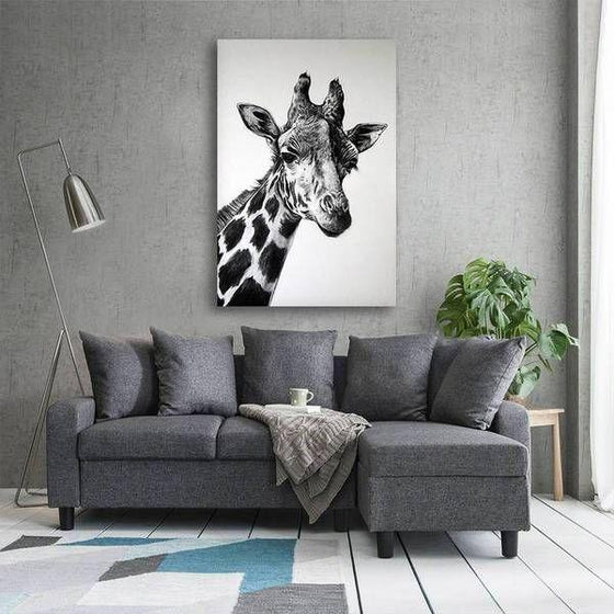 Black And White Giraffe Canvas Wall Art Decor