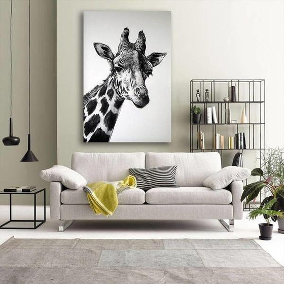 Black And White Giraffe Canvas Wall Art Living Room