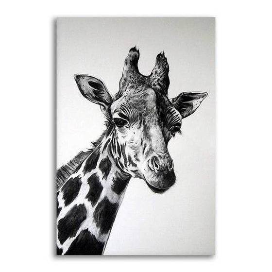 Black And White Giraffe Canvas Wall Art