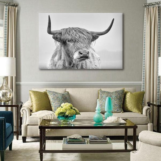 Black And White Highland Cow Canvas Wall Art Decor