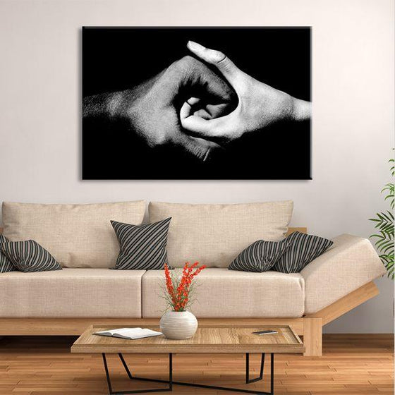 Black & White Holding Hands Canvas Wall Art Living Room