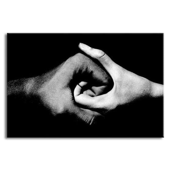 Black & White Holding Hands Canvas Wall Art