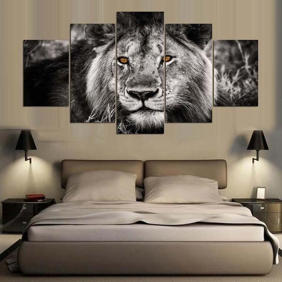 Black And White Lion Wall Art Canvas