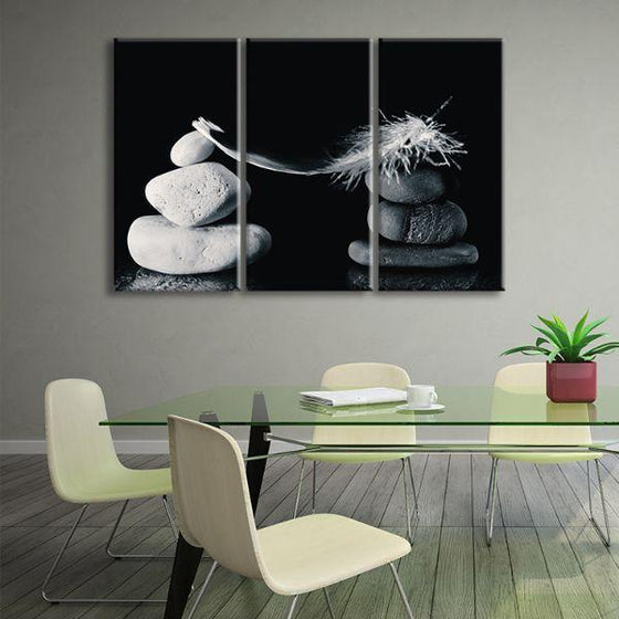 Black And White Stones 3 Panels Canvas Wall Art Office