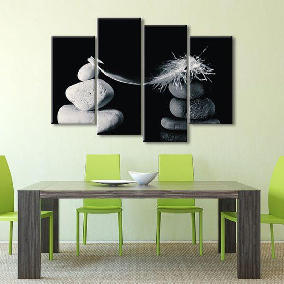 Black And White Stones 4 Panels Canvas Wall Art Dining Room