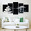 Black And White Stones 5 Panels Canvas Wall Art Living Room