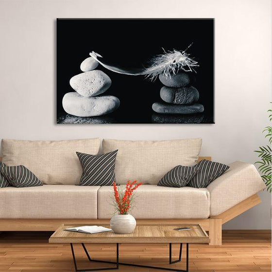 Black And White Stones Canvas Wall Art Living Room