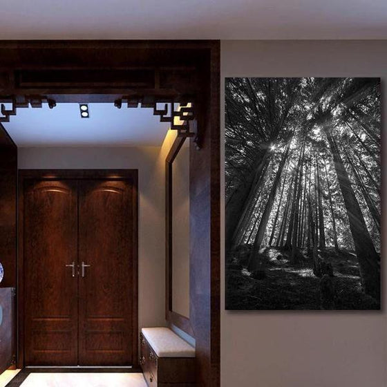 Black And White Tall Trees Wall Art Decor