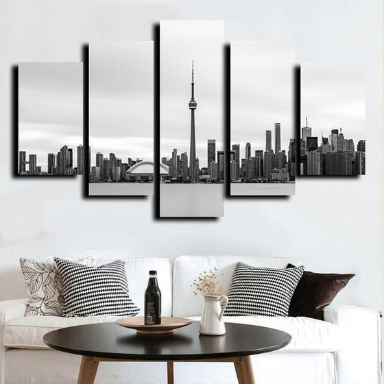 Black & White Toronto Canada Canvas Wall Art Living Room Decor