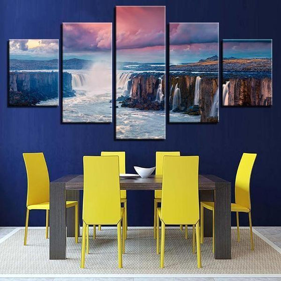 Alluring Waterfalls View Canvas Wall Art Dining Room