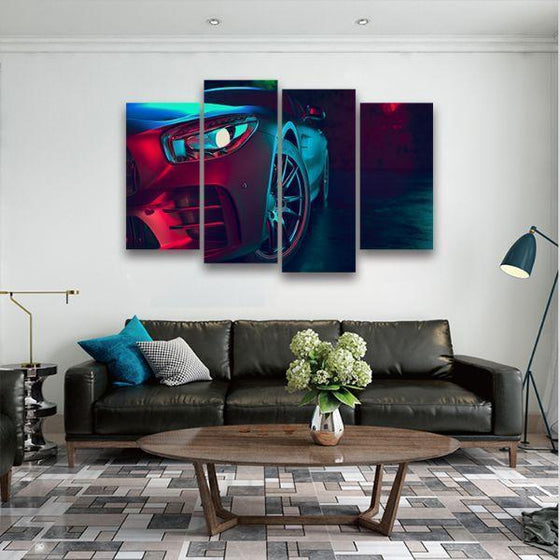 Black Berlinetta 4 Panels Canvas Wall Art Living Room