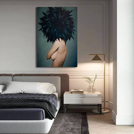 Black Feathered Woman Wall Art Bedroom