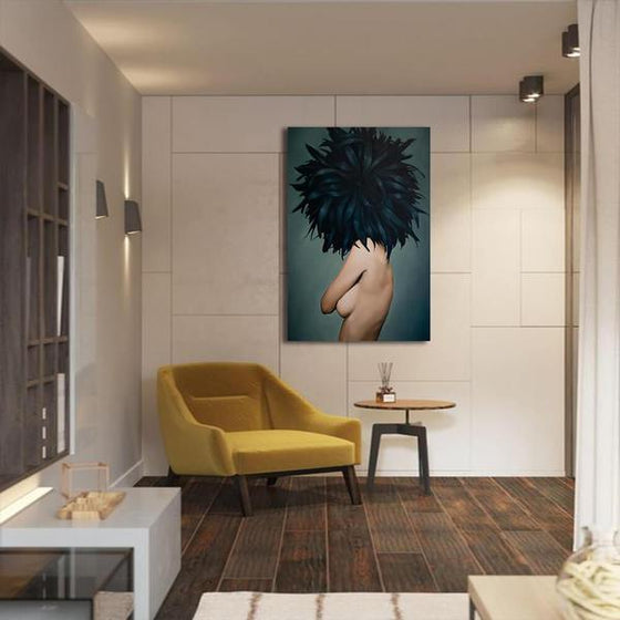 Black Feathered Woman Wall Art Canvas