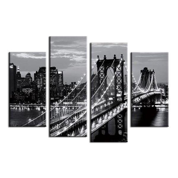 Buy Black & White Brooklyn Bridge Canvas Wall Art – canvasx.net