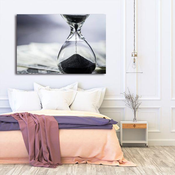 Black & White Hour Glass Canvas Wall Art Bedroom