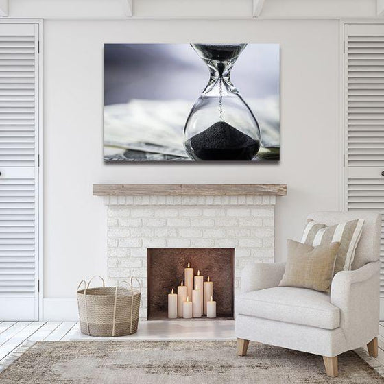 Black & White Hour Glass Canvas Wall Art Print