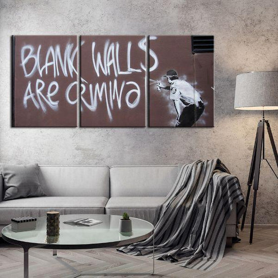 Blank Walls By Banksy 3 Panels Canvas Wall Art Living Room