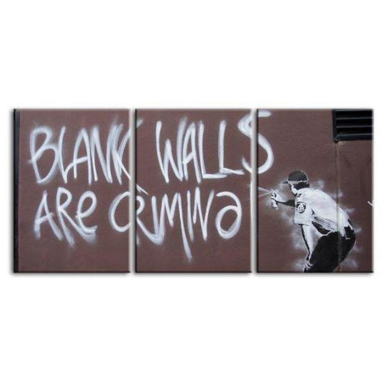 Blank Walls By Banksy 3 Panels Canvas Wall Art