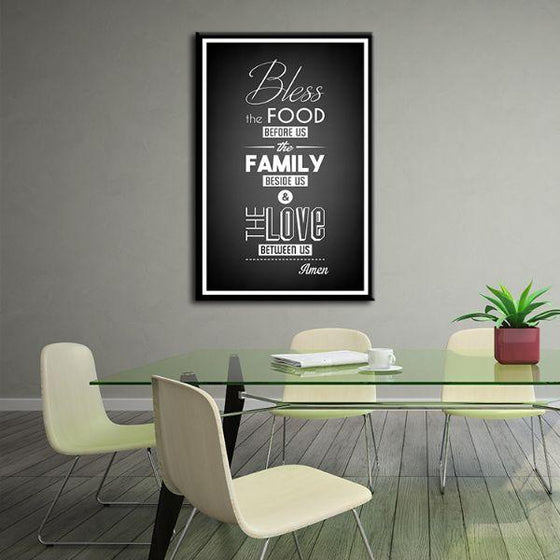 Bless The Food Quote Canvas Wall Art Office