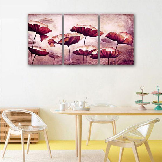 Scenic Blooms 3 Panels Canvas Wall Art Dining Room