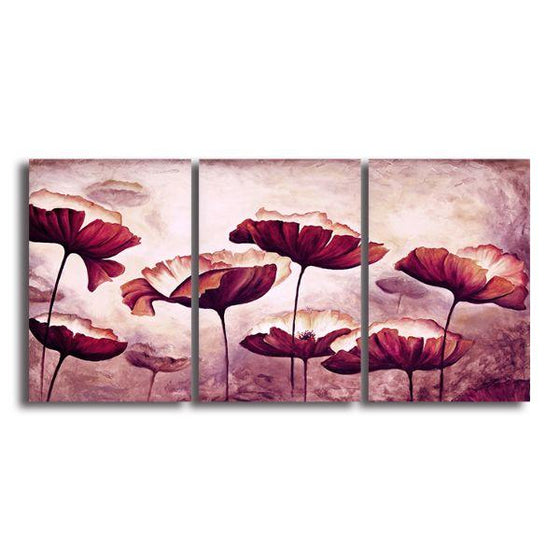 Scenic Blooms 3 Panels Canvas Wall Art