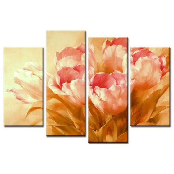 Blooming Pink Tulip Canvas Wall Art Prints