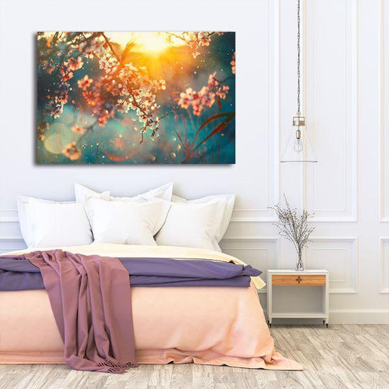 Blooming Tree & Sunflare Canvas Wall Art Bedroom