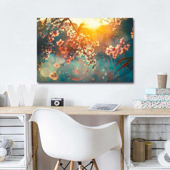 Blooming Tree & Sunflare Canvas Wall Art Decor