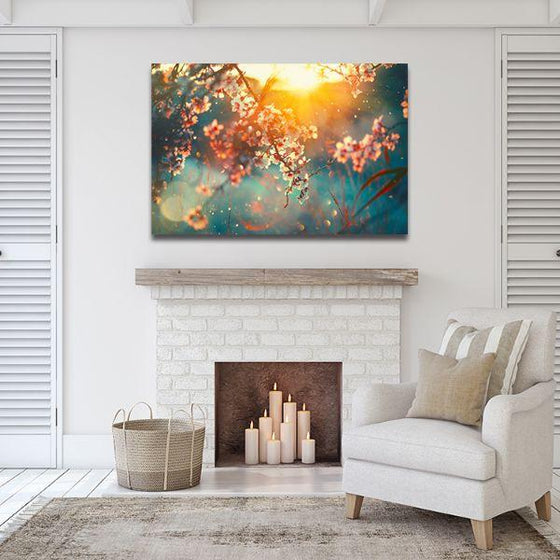 Blooming Tree & Sunflare Canvas Wall Art Print