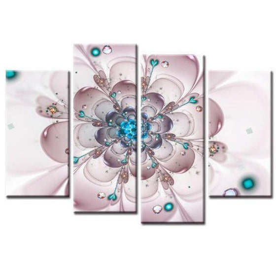 Blooming Turquoise Flower Canvas Wall Art  Decor