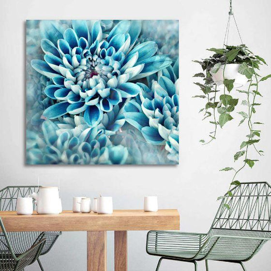 Blue Chrysanthemum Canvas Wall Art Dining Room