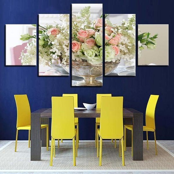 Beautiful Flower Pot Canvas Wall Art Dining Room