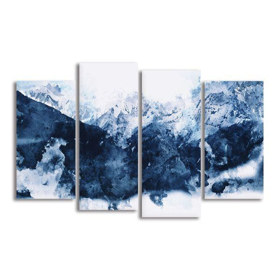 Blue Mountains 4 Panels Abstract Canvas Wall Art