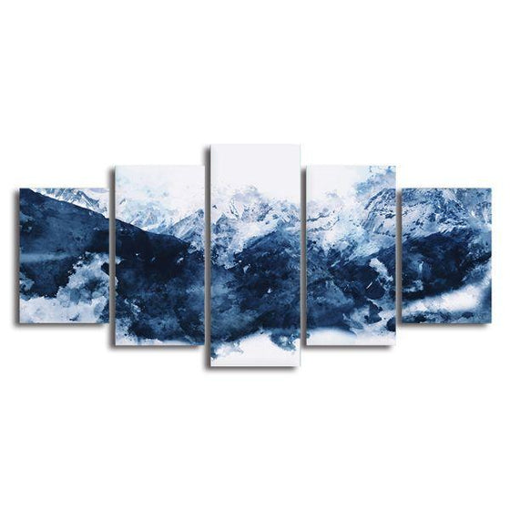 Blue Mountains 5 Panels Abstract Canvas Wall Art
