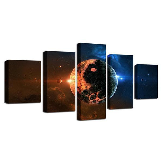 Blue Red Planet Wall Art Decor